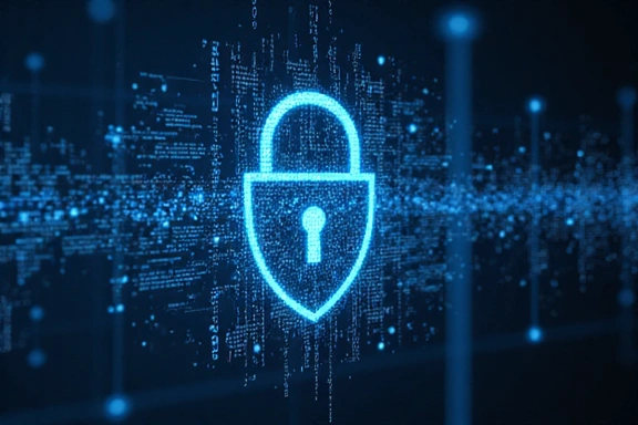 Ilustración de un candado digital y un escudo, simbolizando la seguridad y protección de datos.